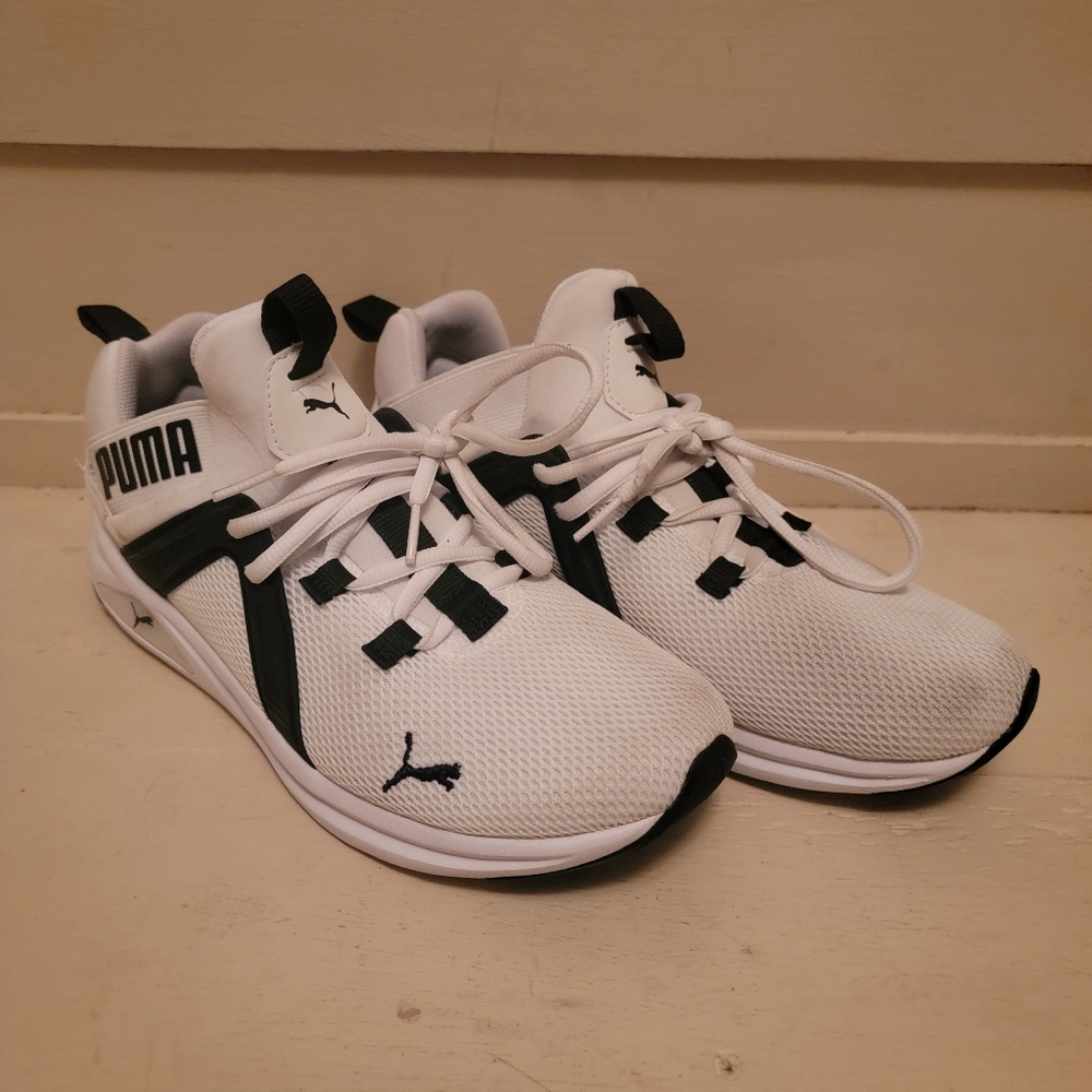 PUMA Enzo 2 Men’s Sneakers White Black | Size 8.5 | Lightweight Athletic Shoes
